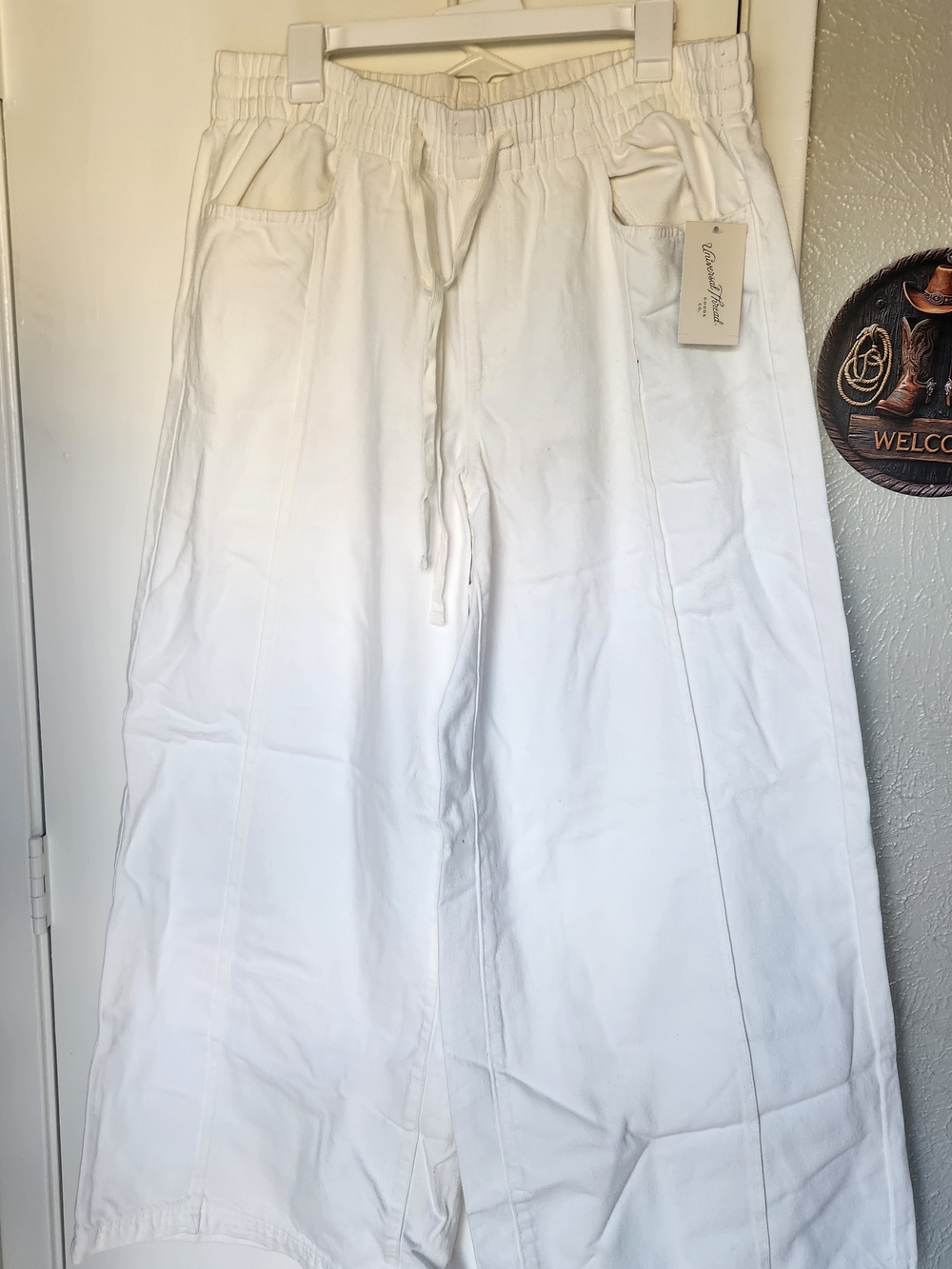 Universal Thread High-Rise Wide Leg Pull-On Pants White Large